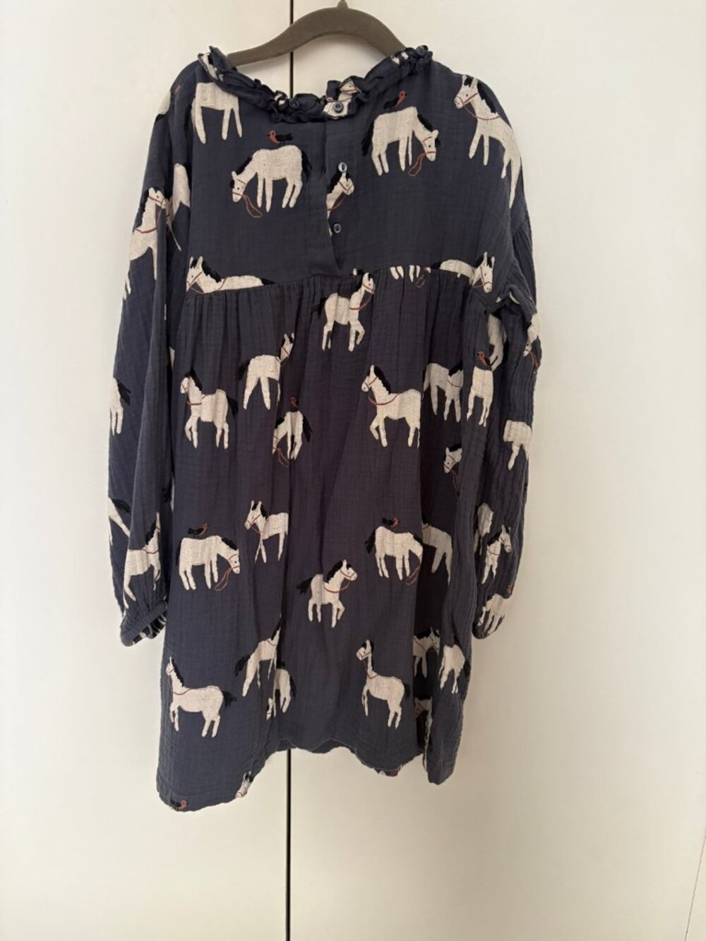 H&M Navy Horse Print Gauze Dress, Girls Size 8
